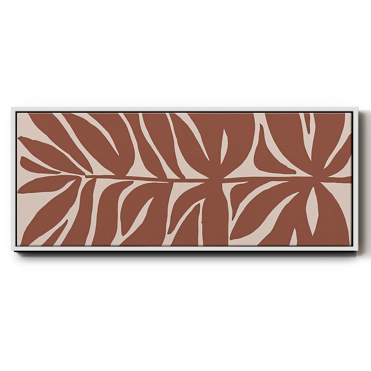 Terra Cotta Block Palms II - Floater Framed Canvas Print