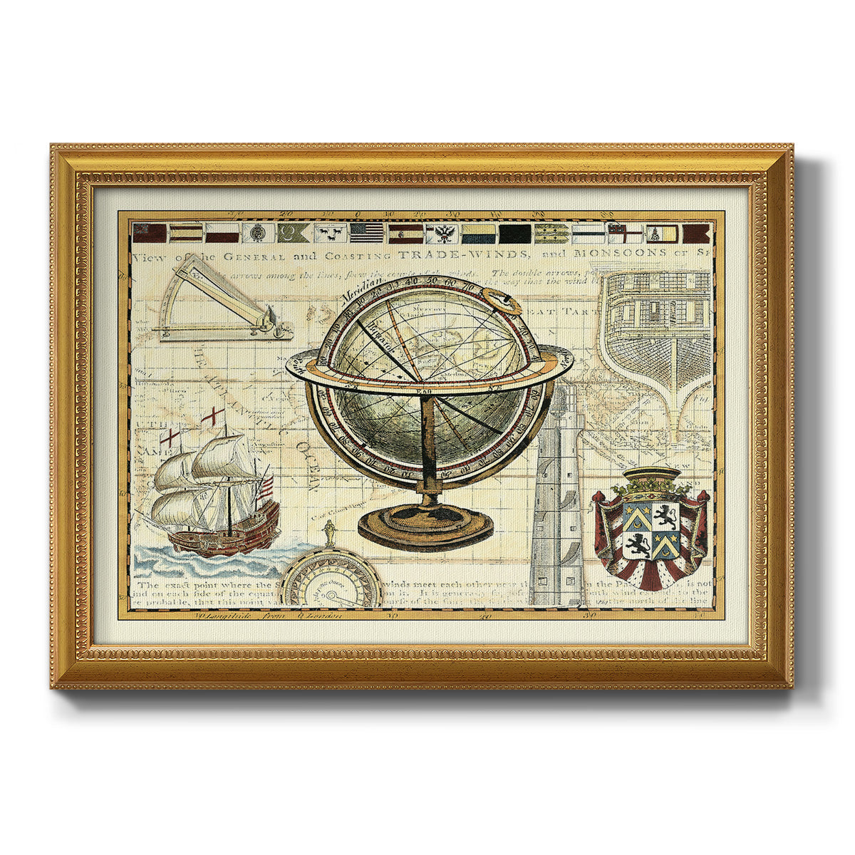 Nautical Map II Premium Framed Canvas- Ready to Hang