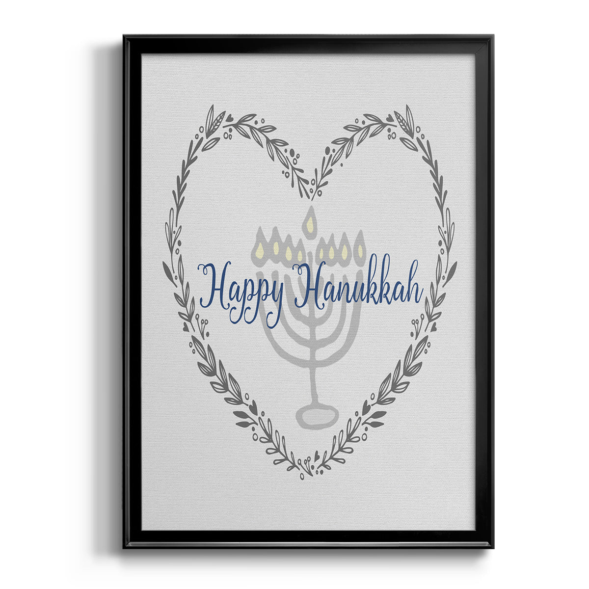 Hanukkah Heart - Modern Framed Canvas Print