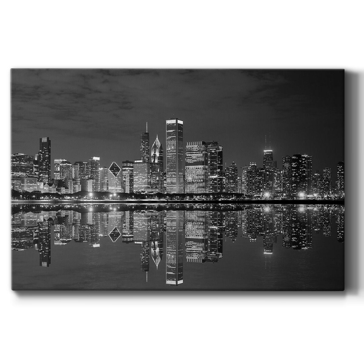 Chicago Panorama Black & White - Canvas Art Print
