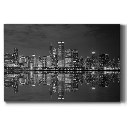 Chicago Panorama Black & White - Canvas Art Print