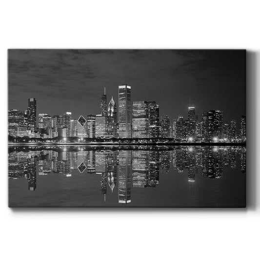 Chicago Panorama Black & White - Canvas Art Print
