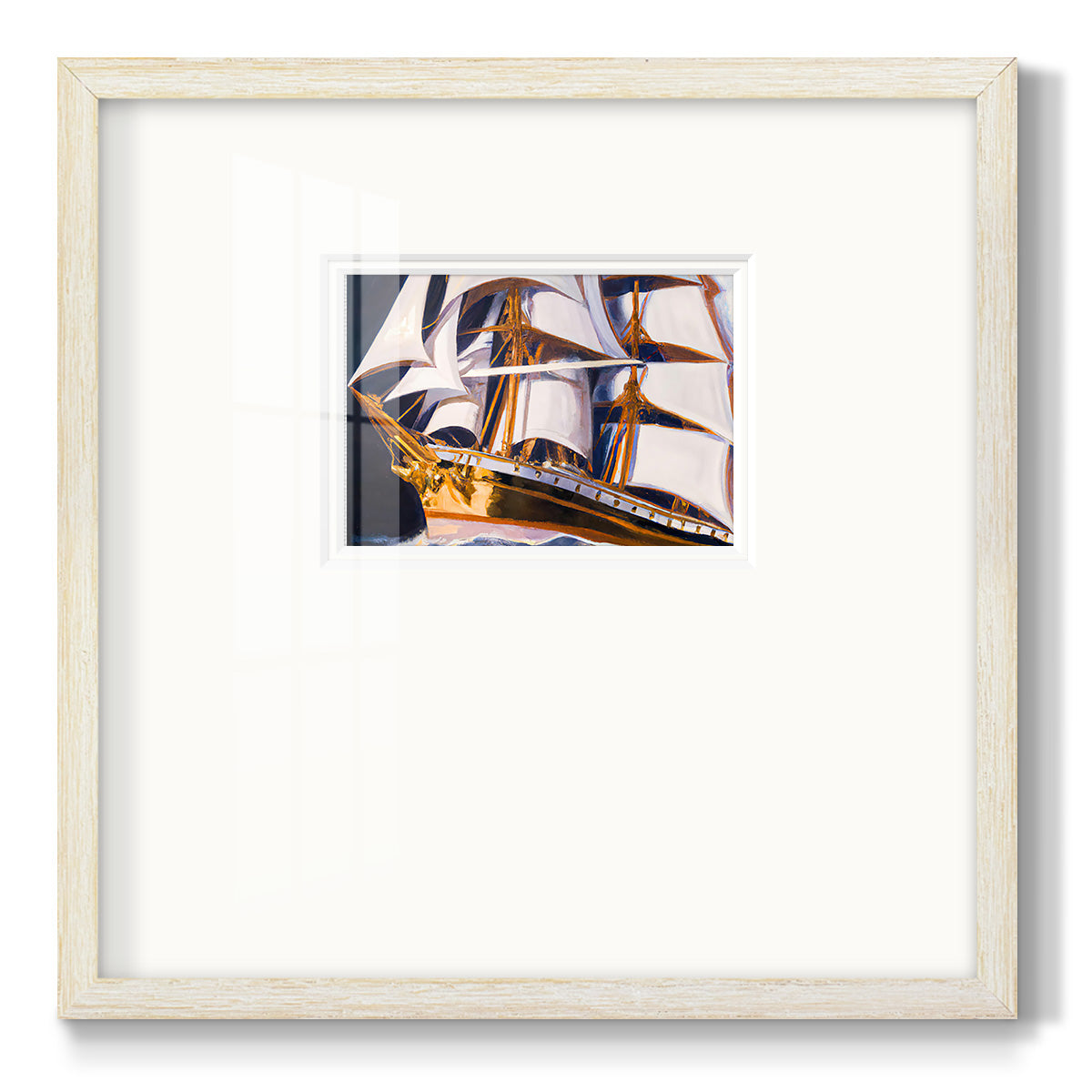 Golden Ship Premium Framed Print Double Matboard