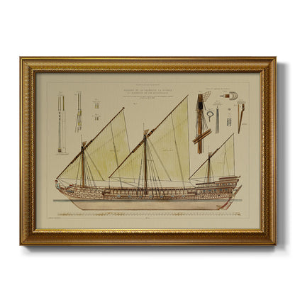 Antique Ship Plan VI Premium Framed Canvas- Ready to Hang