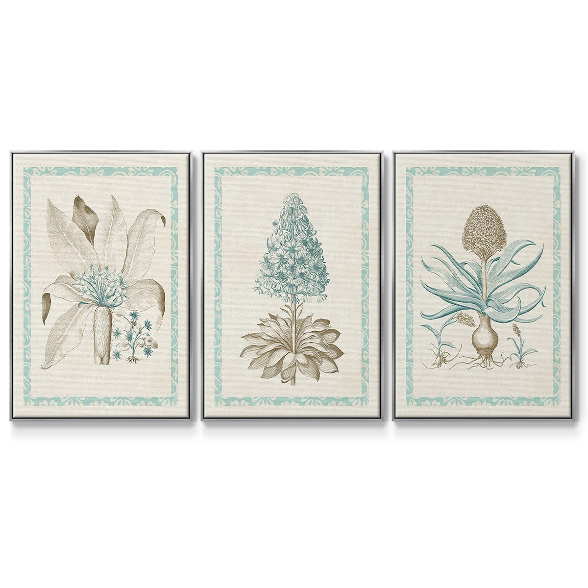 Willow Blue Besler IV - Framed Premium Gallery Wrapped Canvas L Frame 3 Piece Set - Ready to Hang