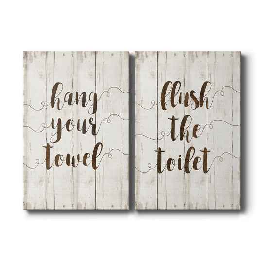 Hang Your Towel Premium Gallery Wrapped Canvas - Ready to Hang - Set of 2 - 8 x 12 Each