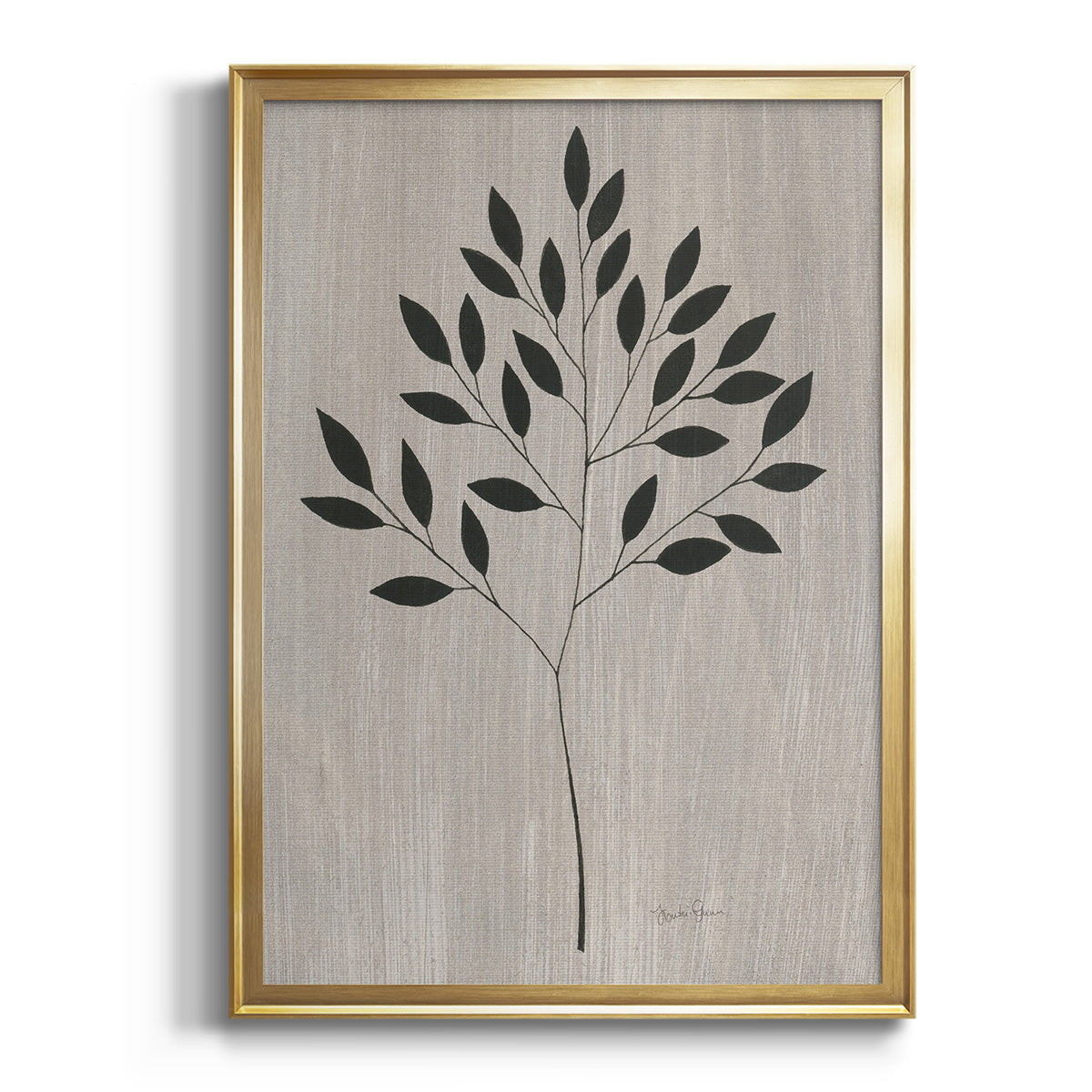 Leaves and Wood I - Modern Framed Canvas Print