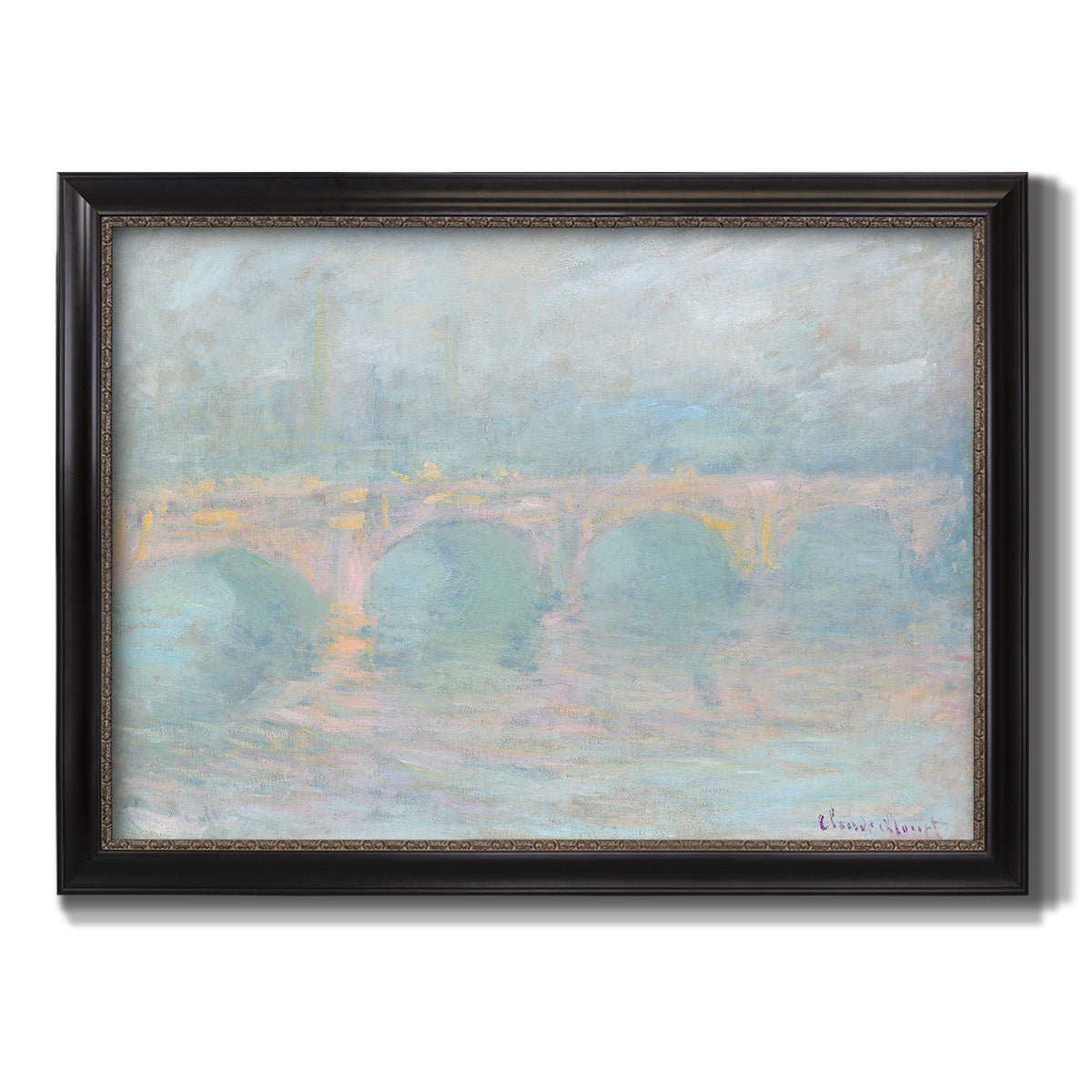 Waterloo Bridge At Sunset Pink Effect - Ornate Framed Canvas Print