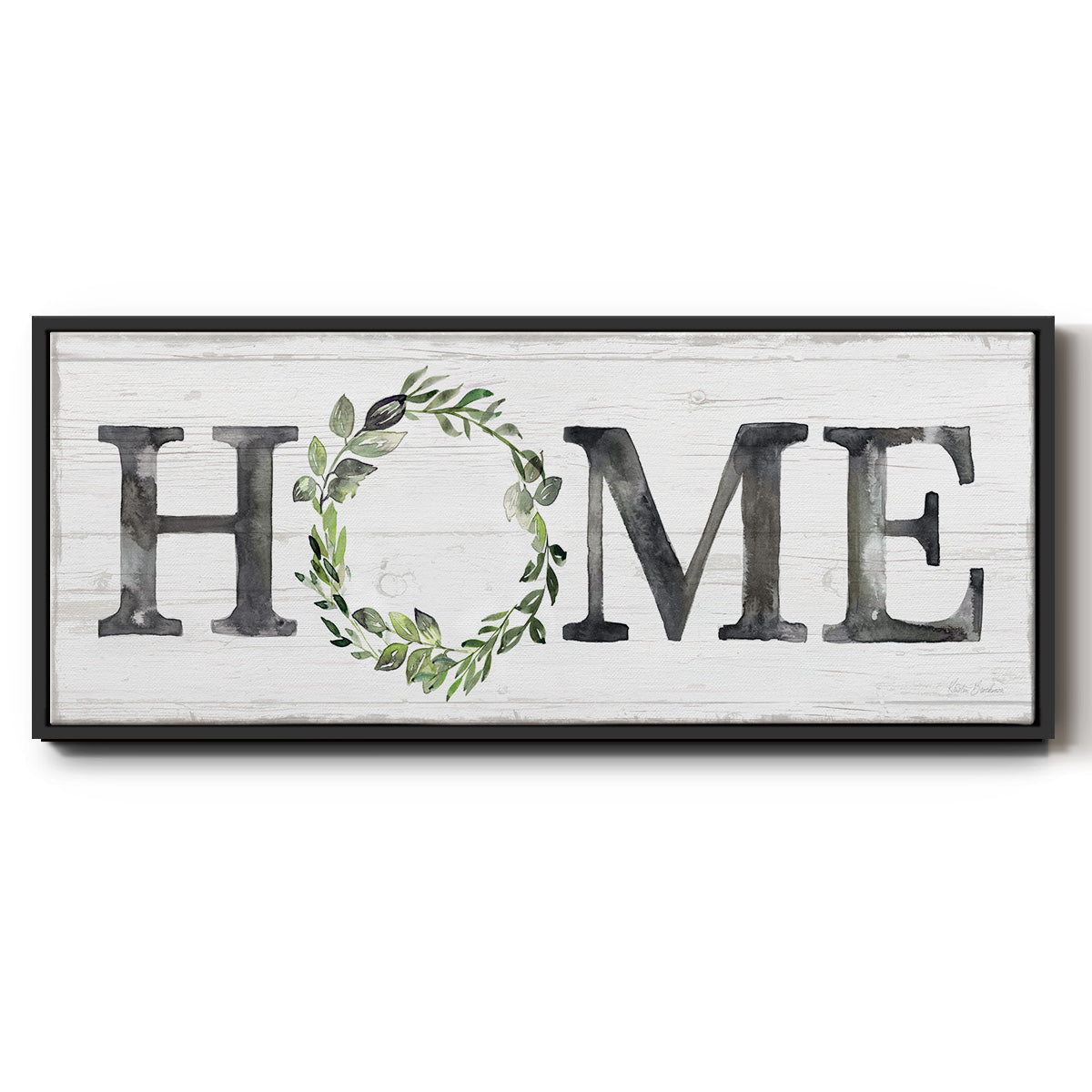 Gray Home Wreath - Floater Framed Canvas Print