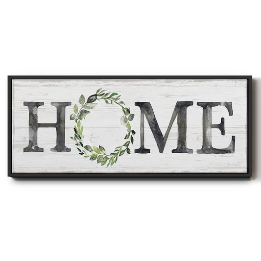 Gray Home Wreath - Floater Framed Canvas Print