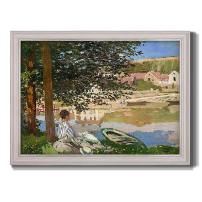 On the Bank of the Seine, Bennecourt - Ornate Framed Canvas Print