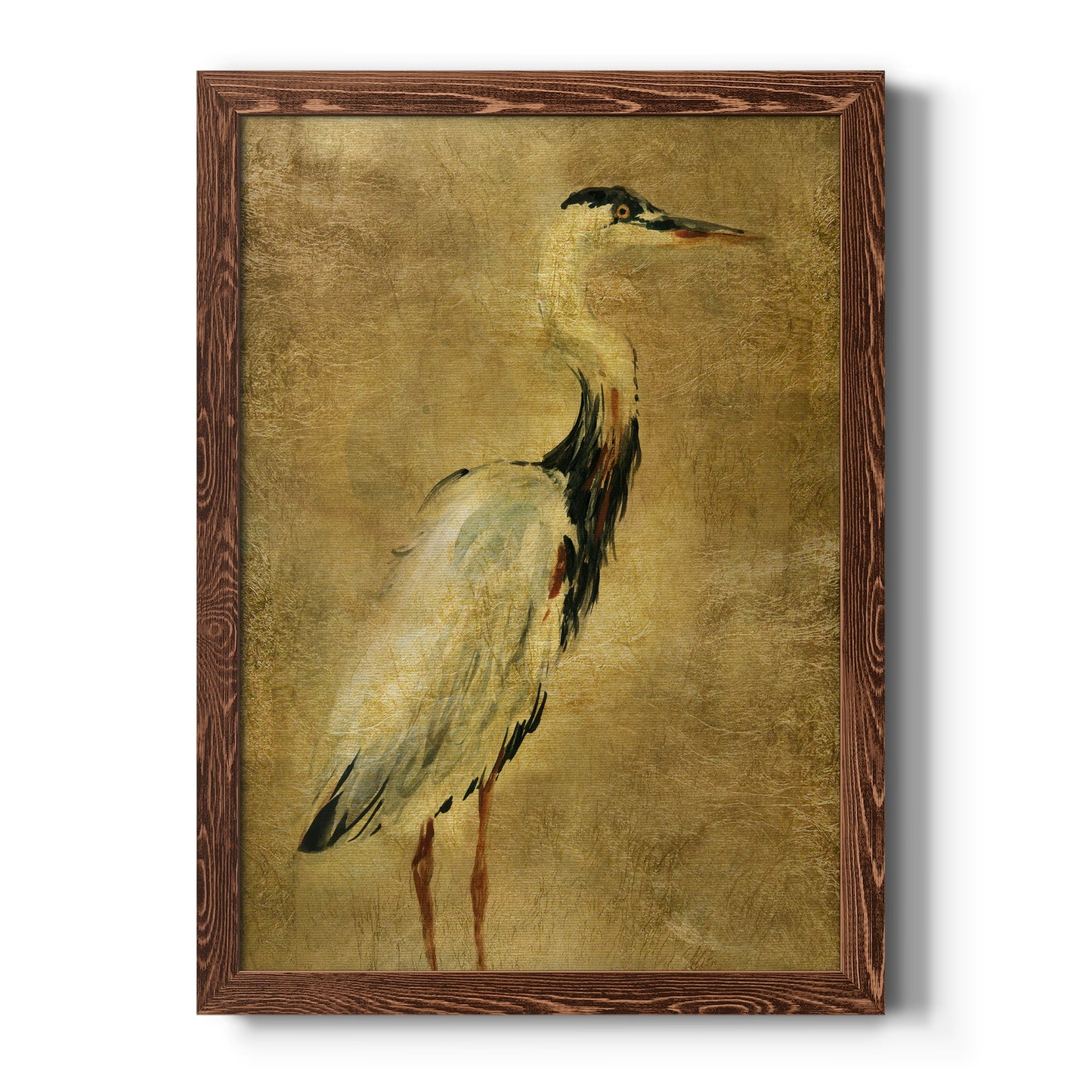 Gold Crane at Dusk I - Premium Canvas Framed in Barnwood - Ready to Hang