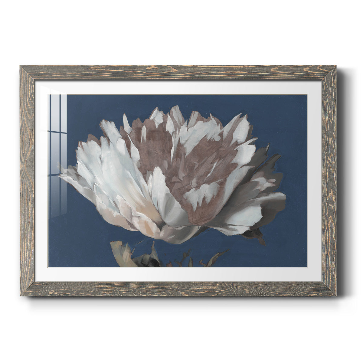 White Peony - Barnwood Framed Art Print