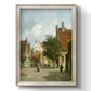 Rustic European street scene painting by Adriaan Eversen printed on canvas in an ornate champagne frame with a vertical orientation.