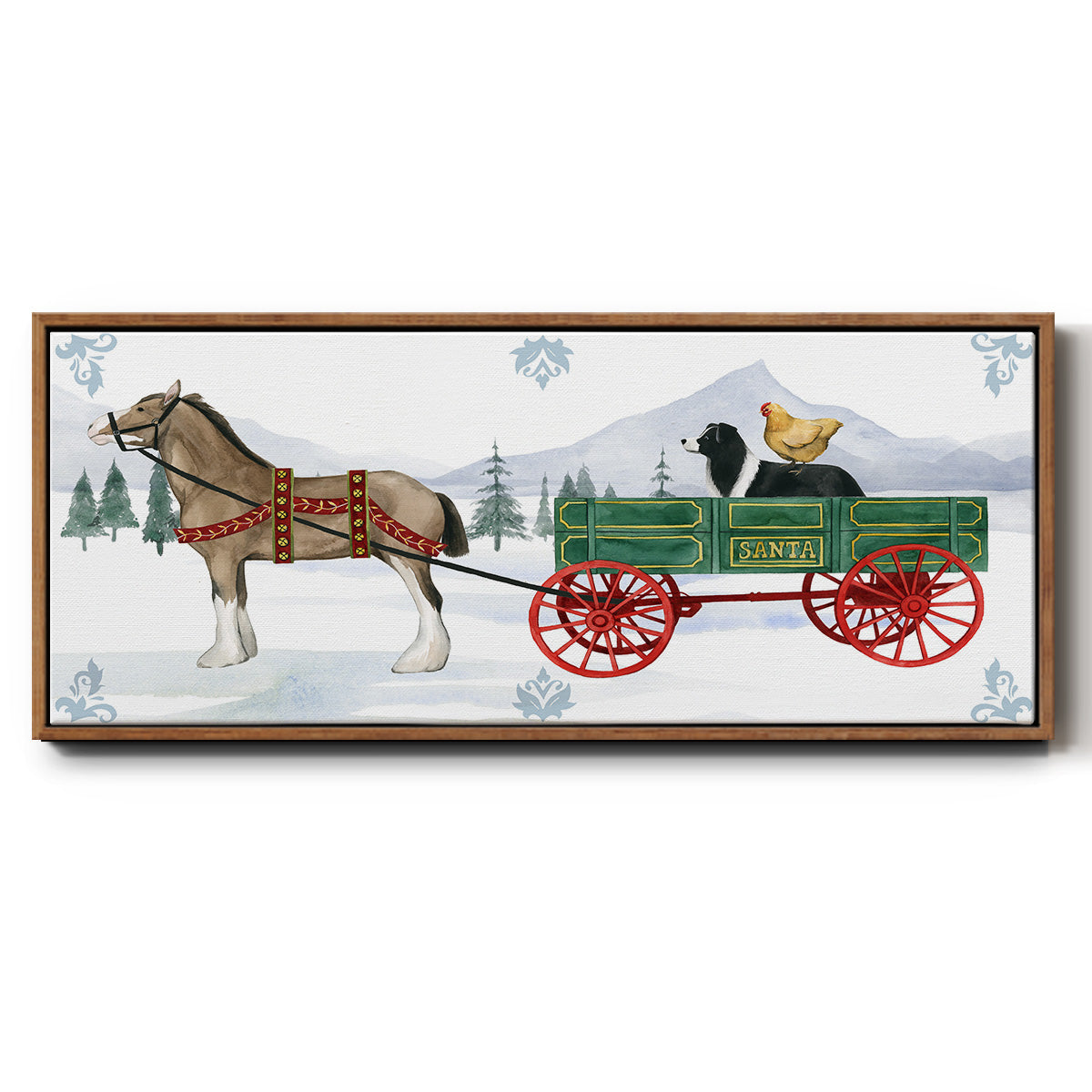 Santa's Farm Collection C - Floater Framed Canvas Print