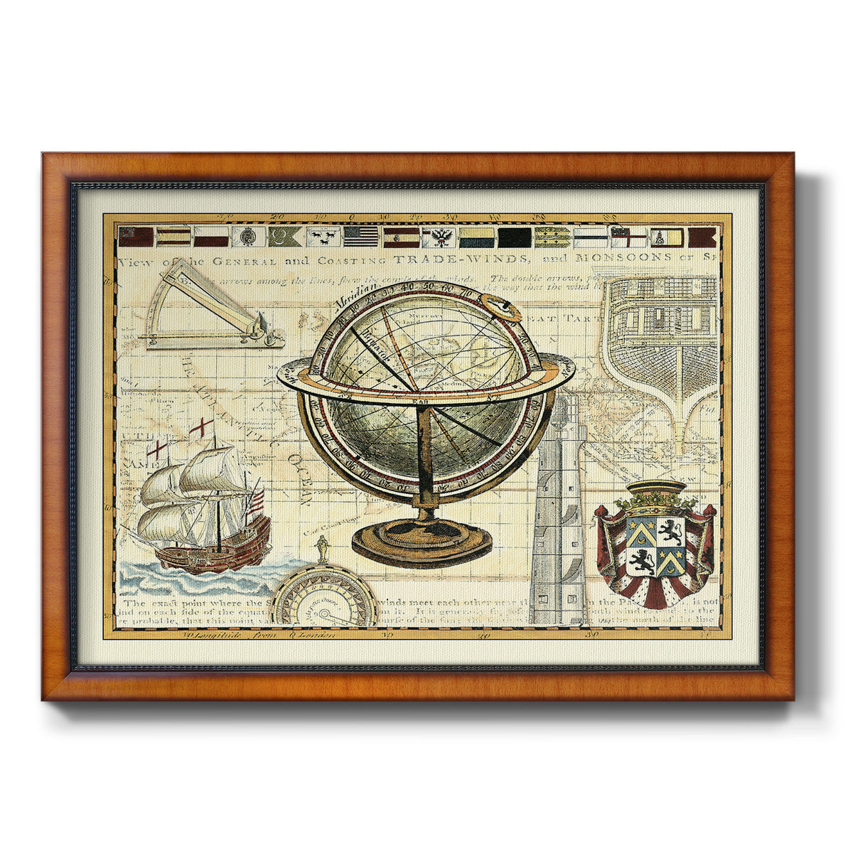 Nautical Map II Premium Framed Canvas- Ready to Hang