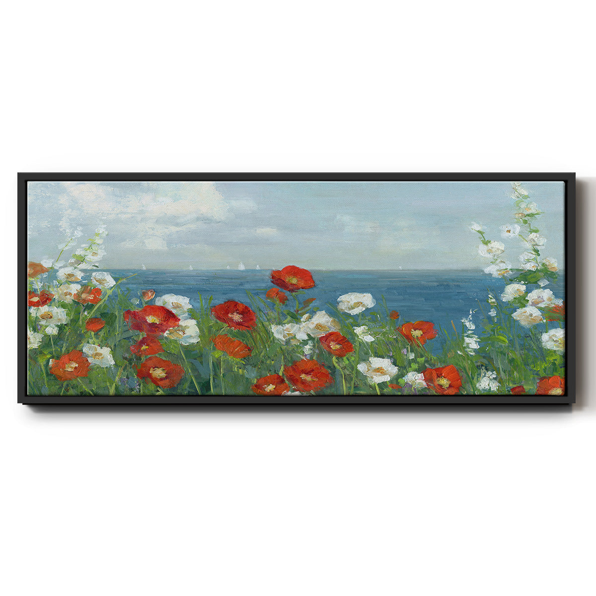 Through the Flowers - Floater Framed Canvas Print