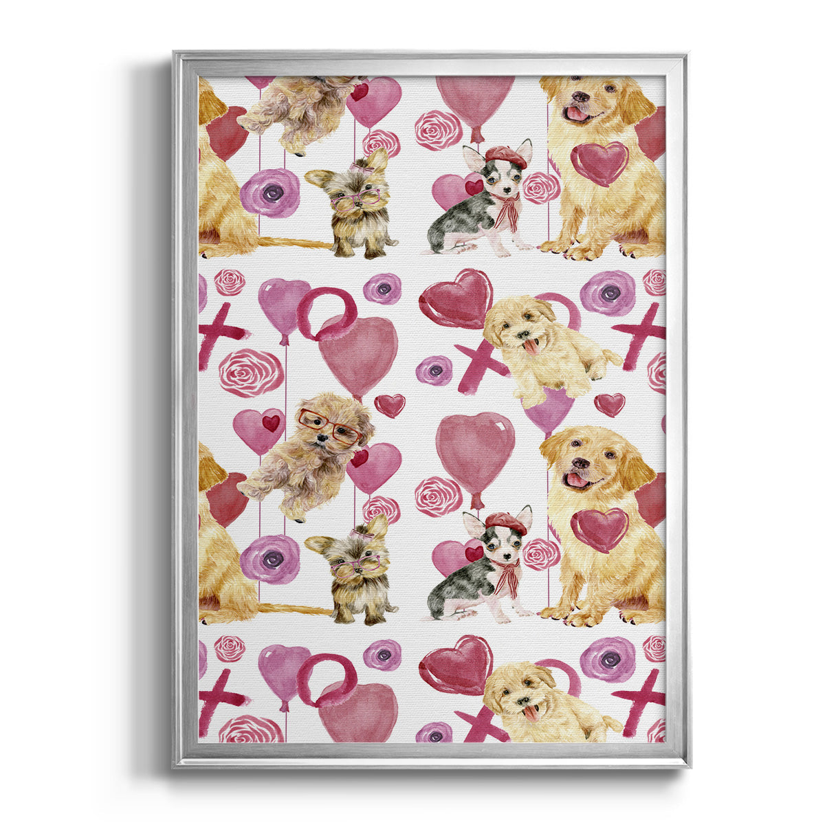 Puppy Valentine Collection E - Modern Framed Canvas Print