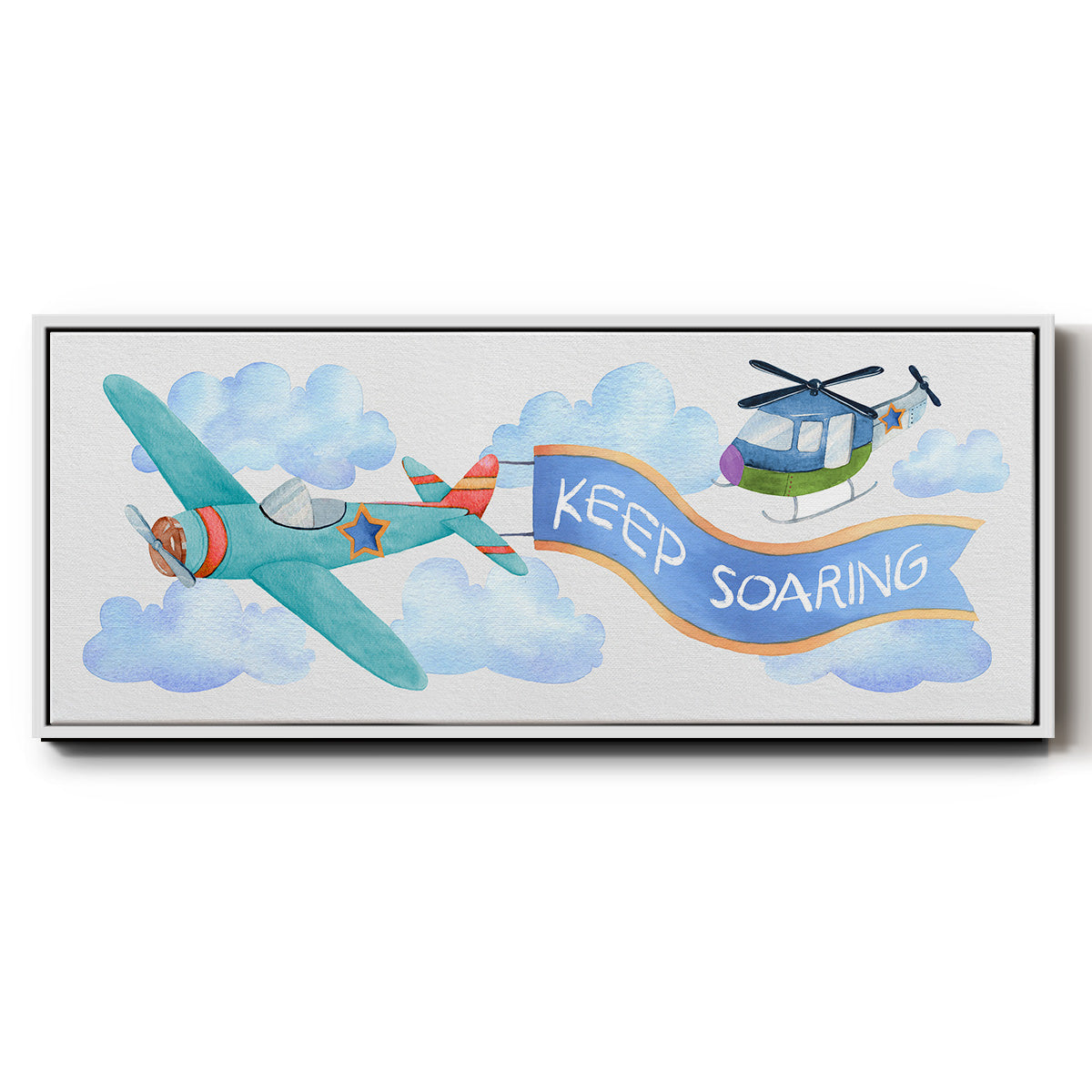 Soar Airplane - Floater Framed Canvas Print