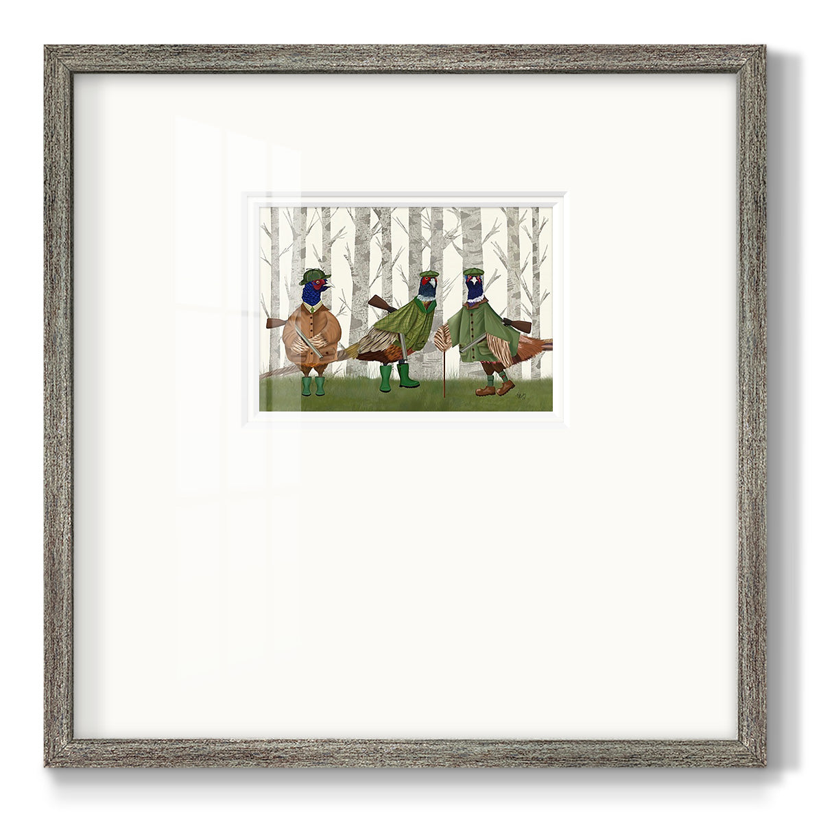 Pheasant Shooting Party Group 2 Premium Framed Print Double Matboard