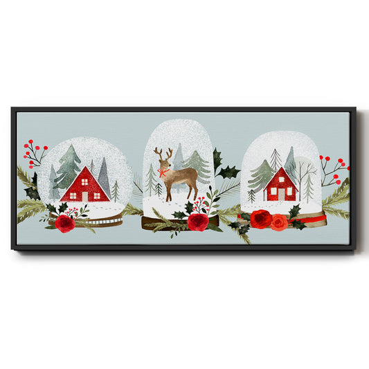 Snow Globe Village Collection D - Floater Framed Canvas Print
