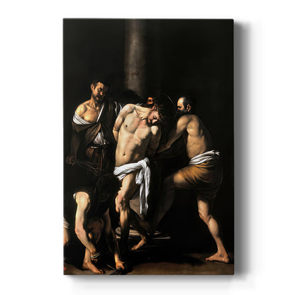 Canvas art print featuring a Baroque scene of Christ bound and surrounded by figures in dramatic light on a clean white background.