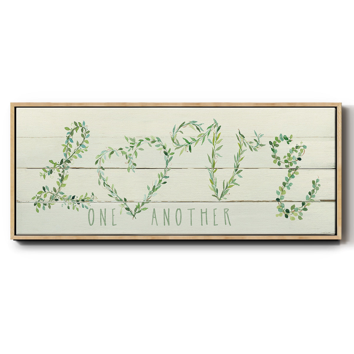Shiplap Vines Love - Floater Framed Canvas Print