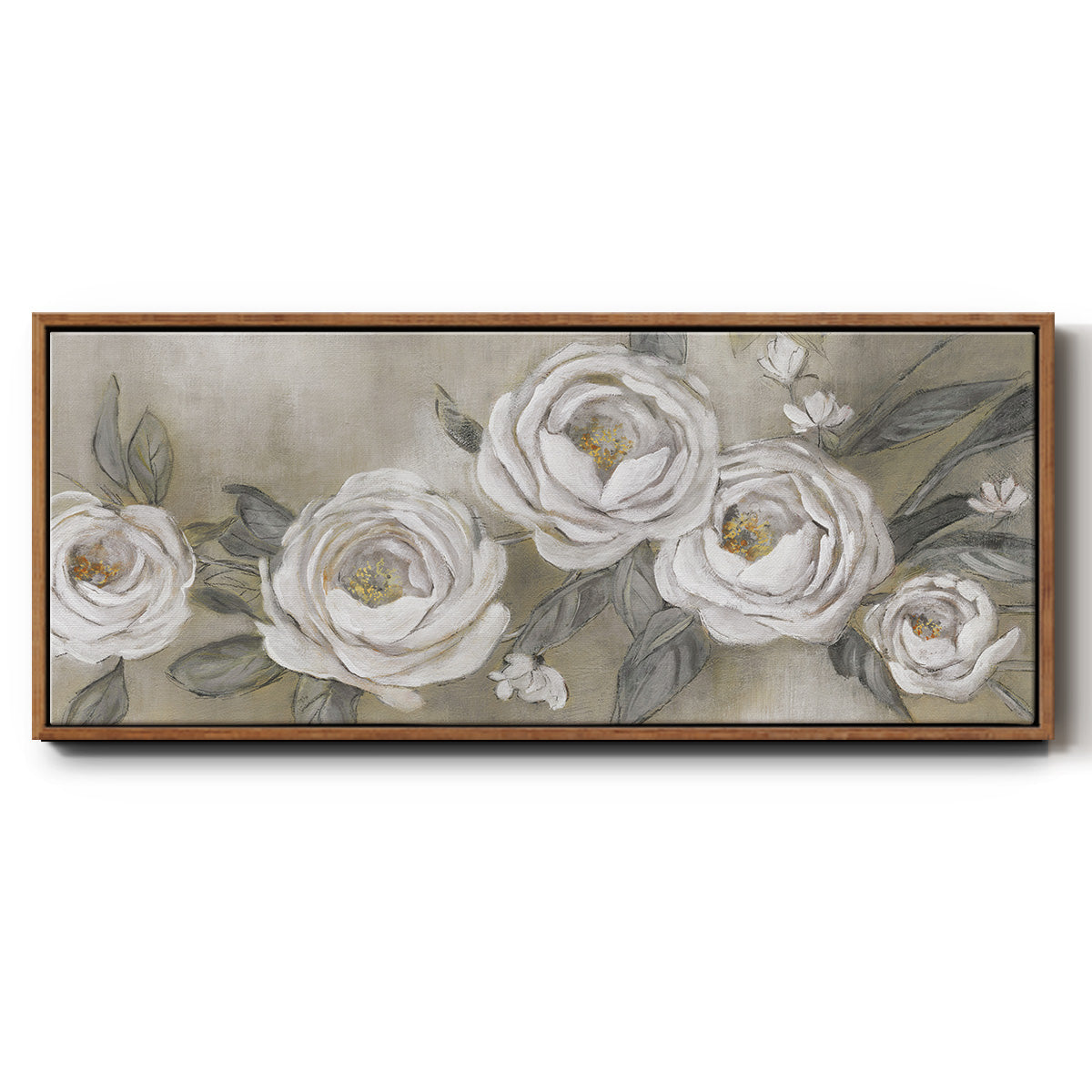 Cottage Roses - Floater Framed Canvas Print