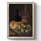 Realist still life with figs and bread by Luis Meléndez printed on canvas in an ornate champagne frame with a vertical orientation.