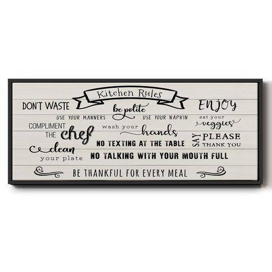 Rules of the Kitchen - Floater Framed Canvas Print