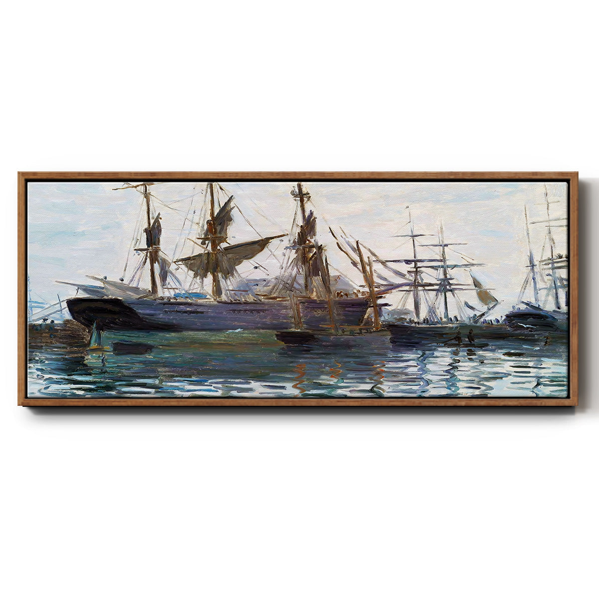 Ships in Harbor, 1873 - Floater Framed Canvas Print