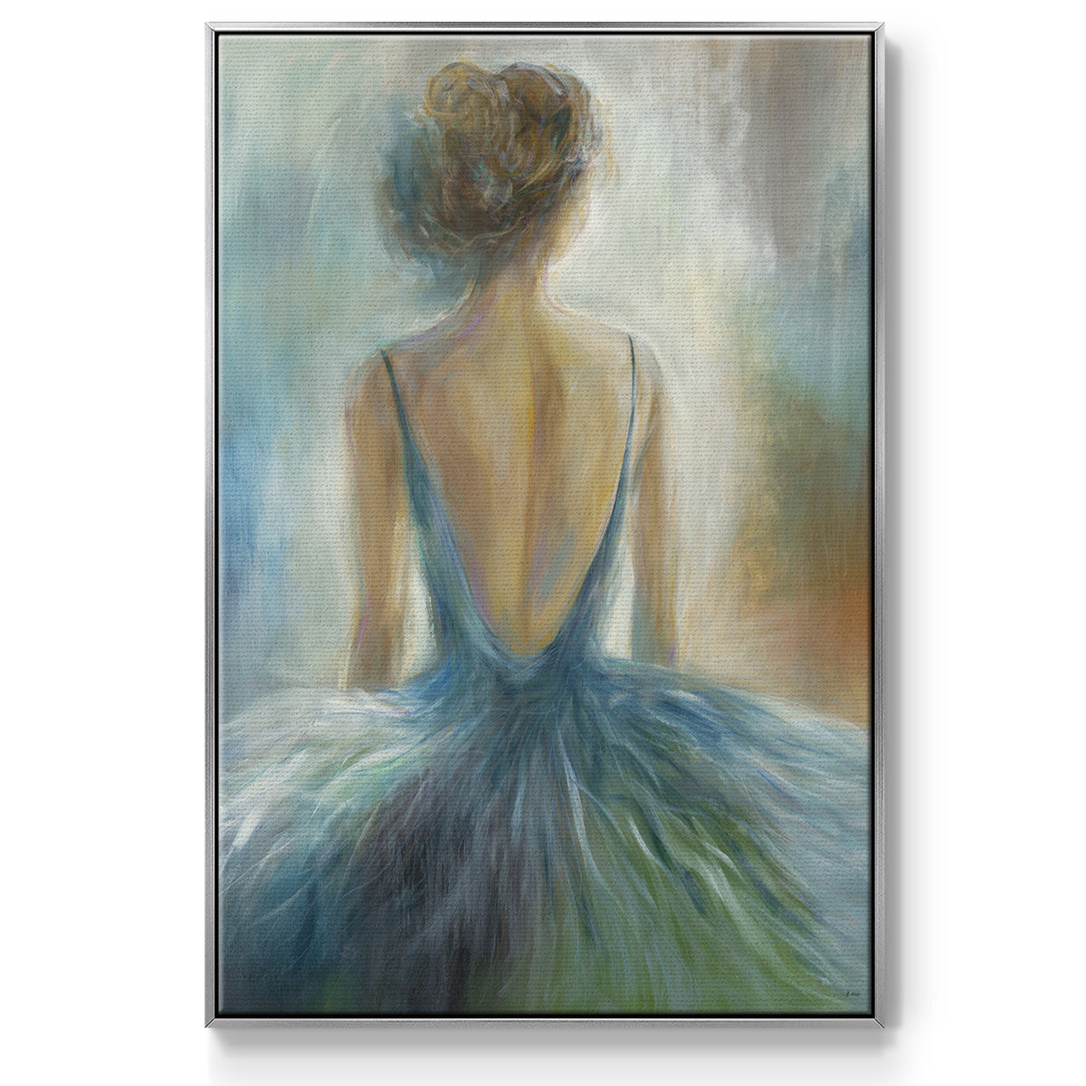 Lady in Blue Framed Premium Gallery Wrapped Canvas - Ready to Hang