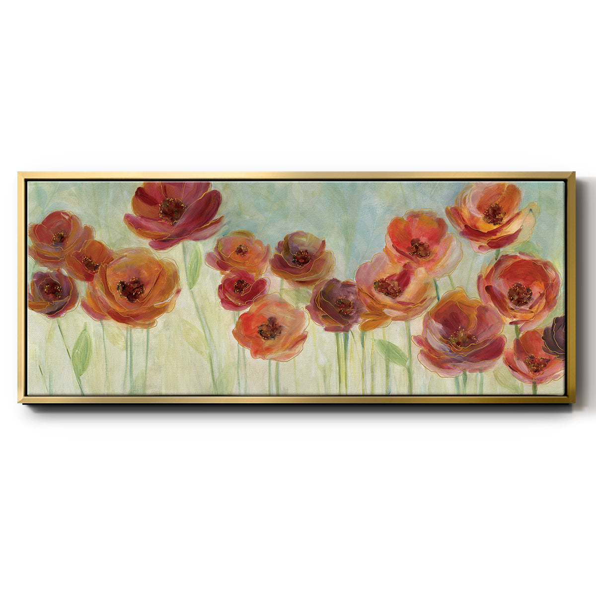 Warm Meadow Poppies - Floater Framed Canvas Print