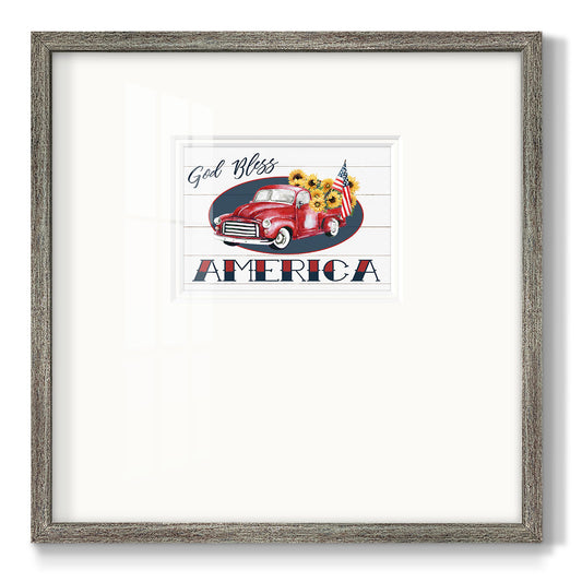 God Bless America Truck Premium Framed Print Double Matboard