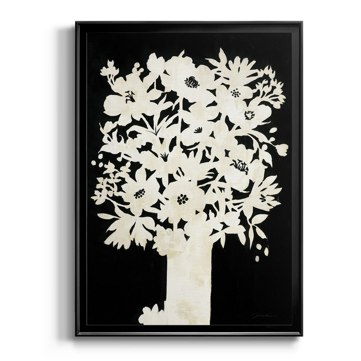 Floral Silhouette - Modern Framed Canvas Print