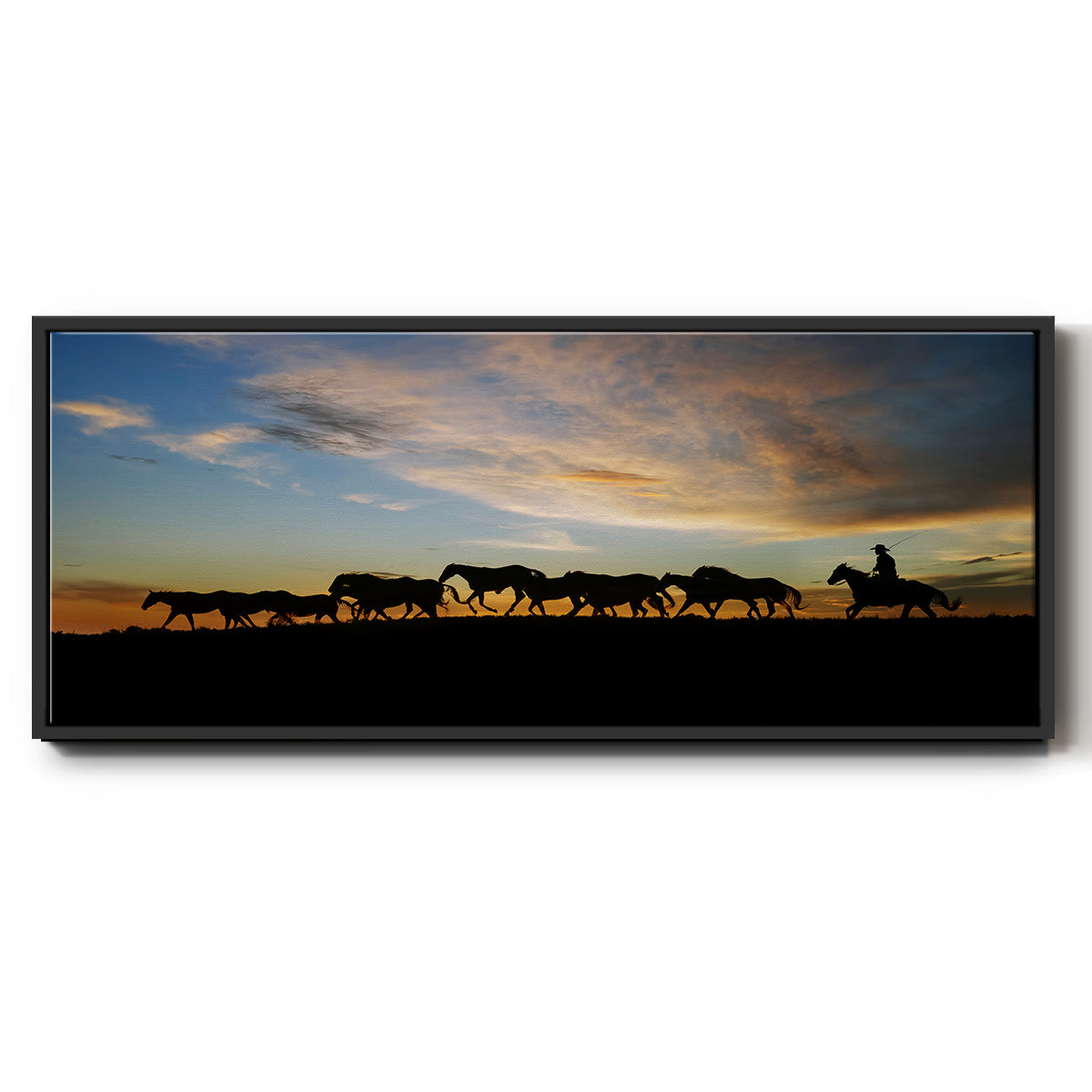 Sunlit Horses V - Floater Framed Canvas Print