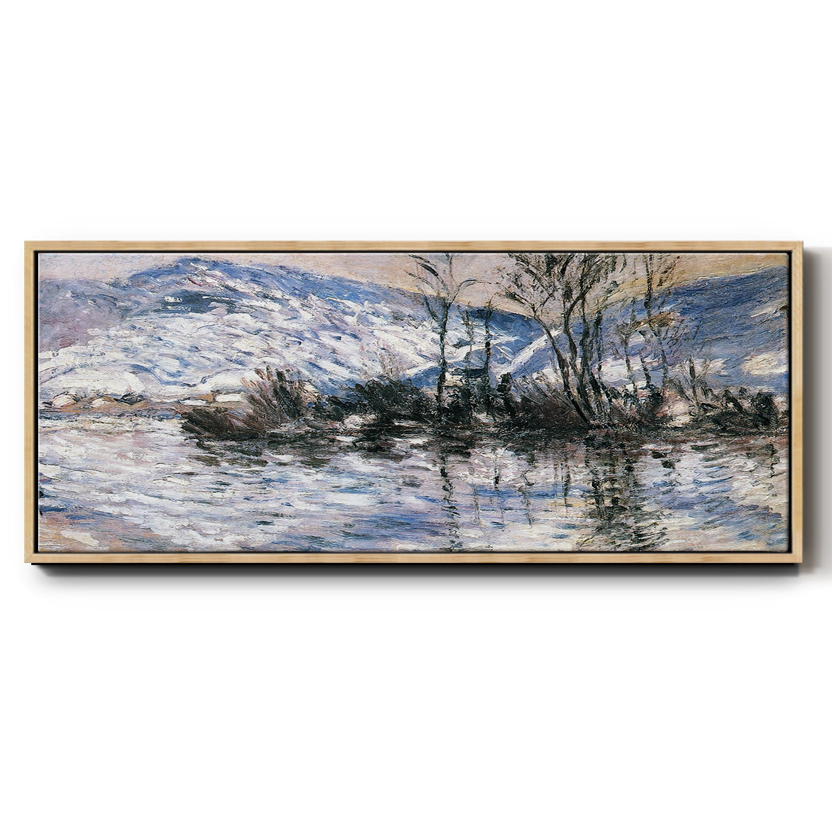The Seine at Port Villez, Snow Effect, 1885 - Floater Framed Canvas Print