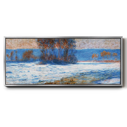 The Seine at Bennecourt in Winter, 1893 - Floater Framed Canvas Print