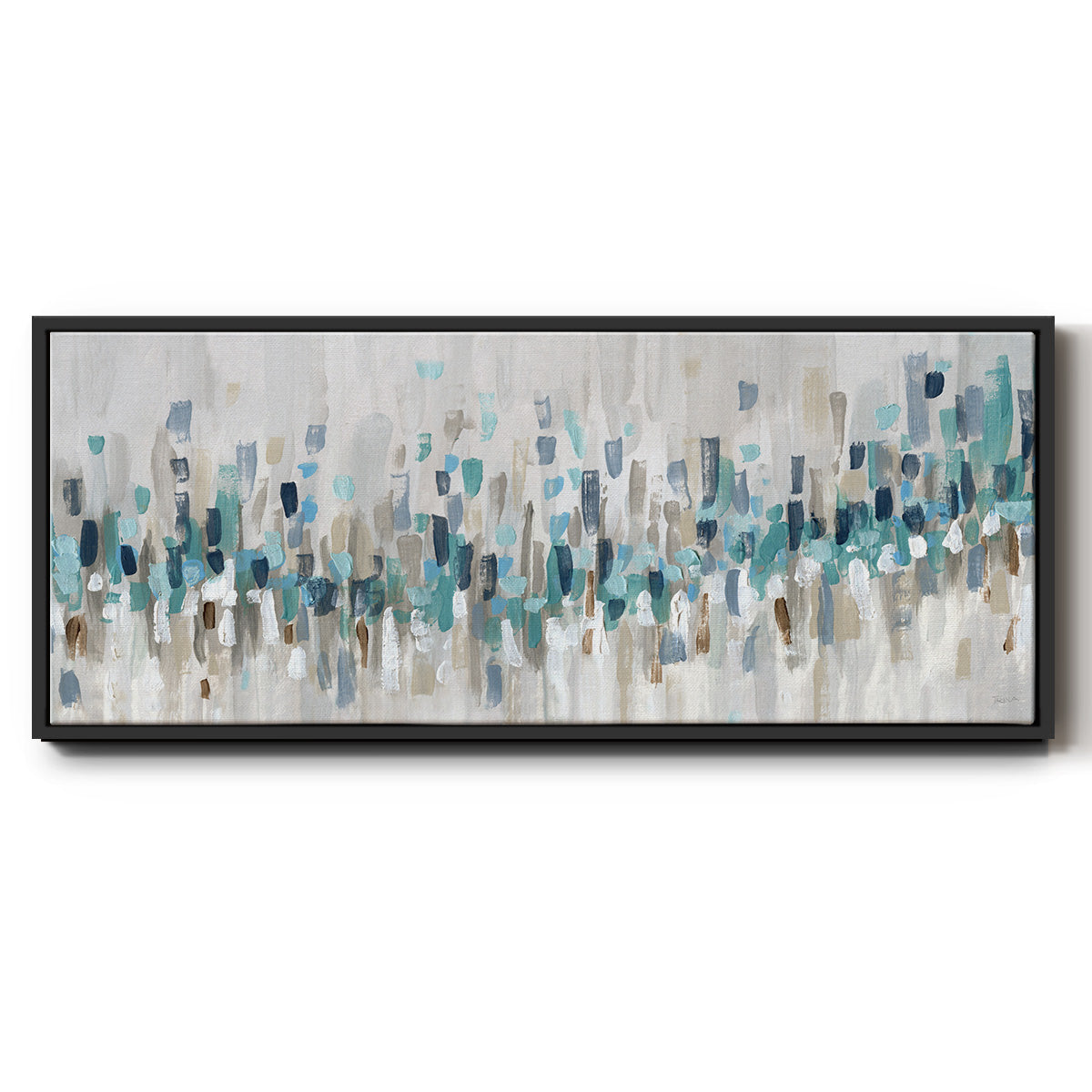 Blue Staccato - Floater Framed Canvas Print