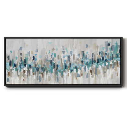 Blue Staccato - Floater Framed Canvas Print