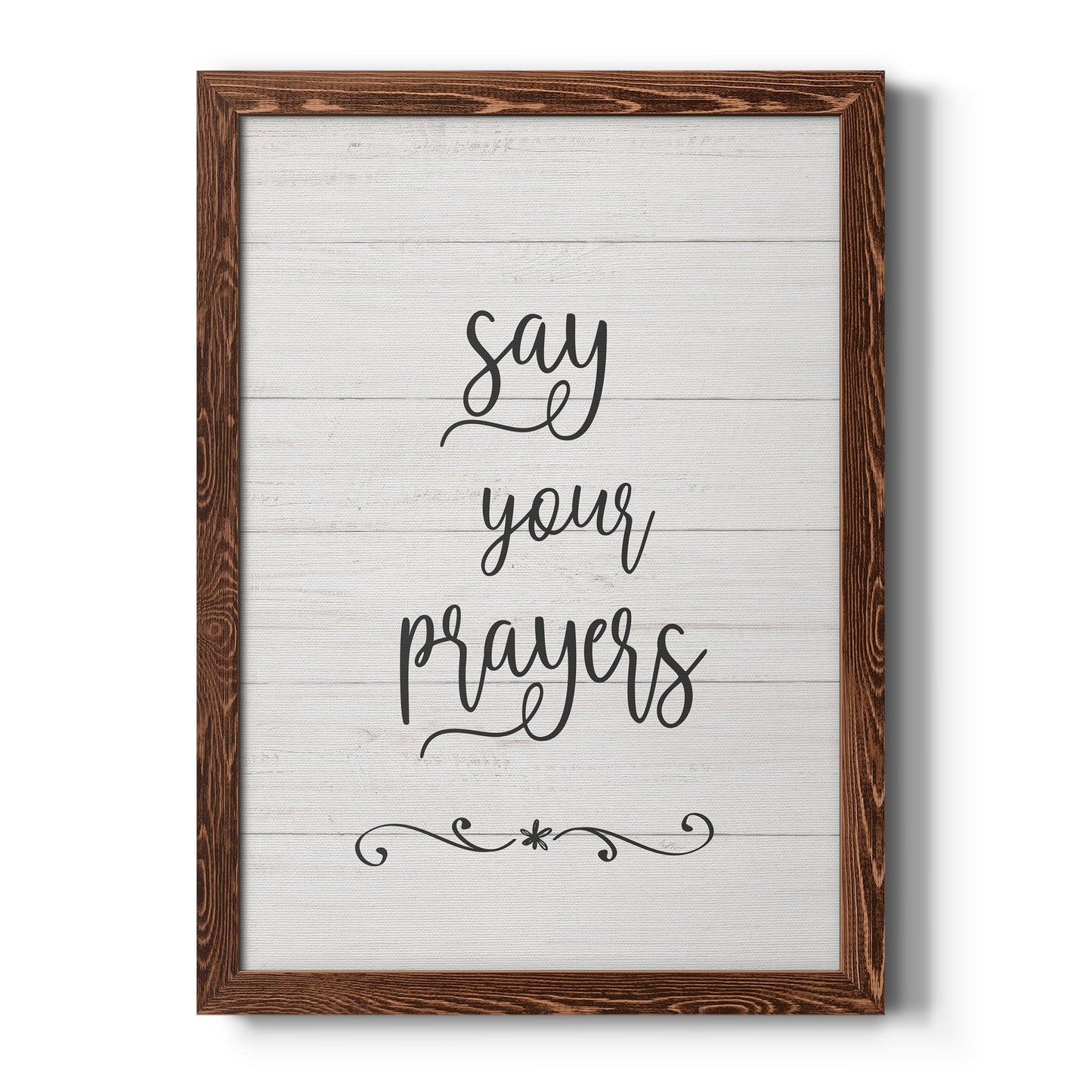 Say Your Prayers - Barnwood Framed Canvas Print