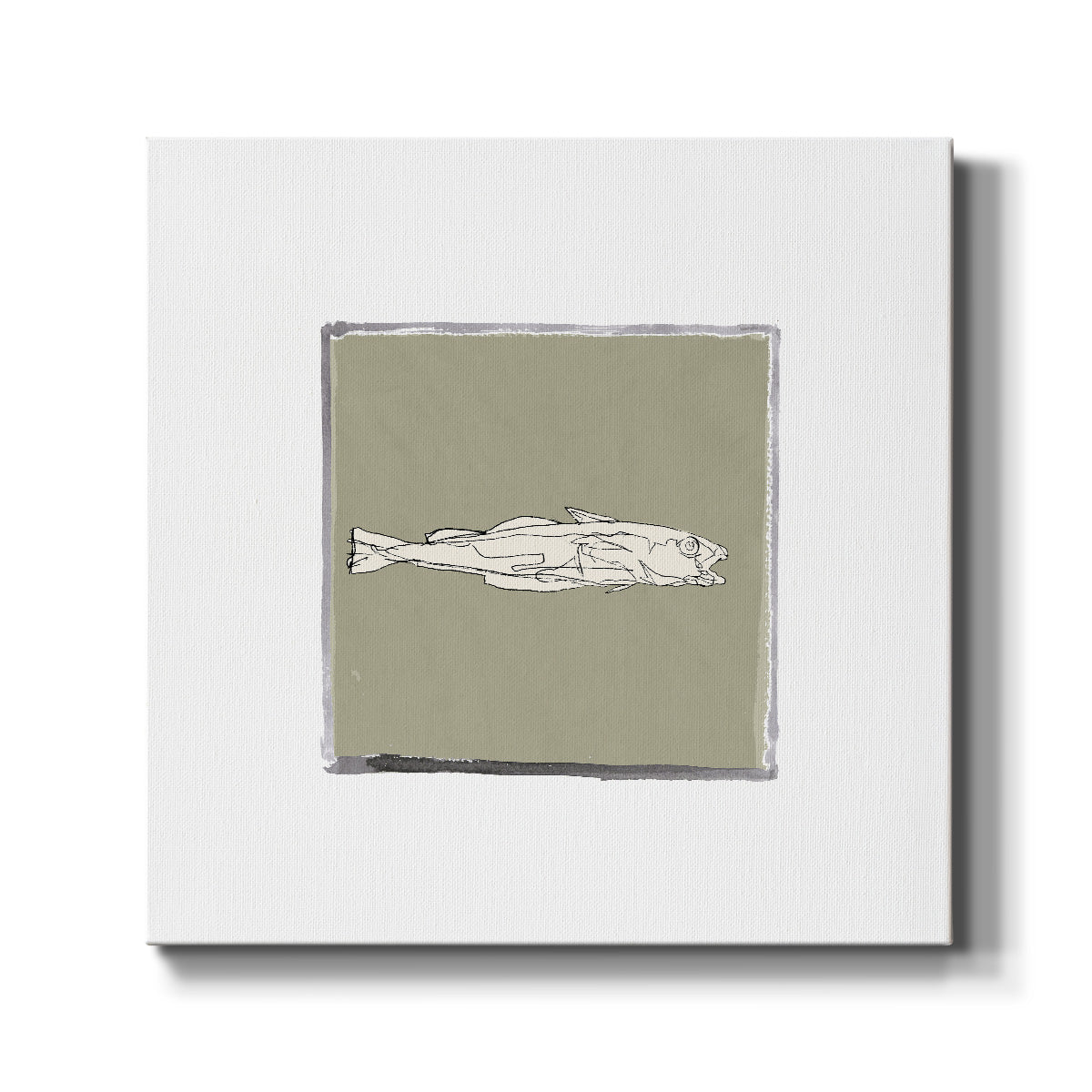 Block Print Fish X-Premium Gallery Wrapped Canvas - Ready to Hang