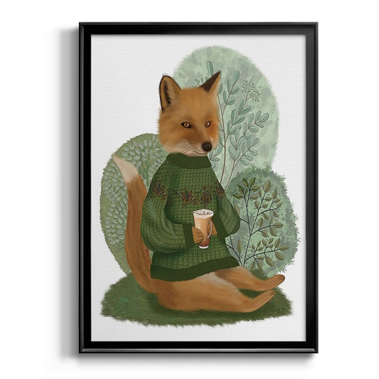 Latte Fox in Sweater - Modern Framed Canvas Print