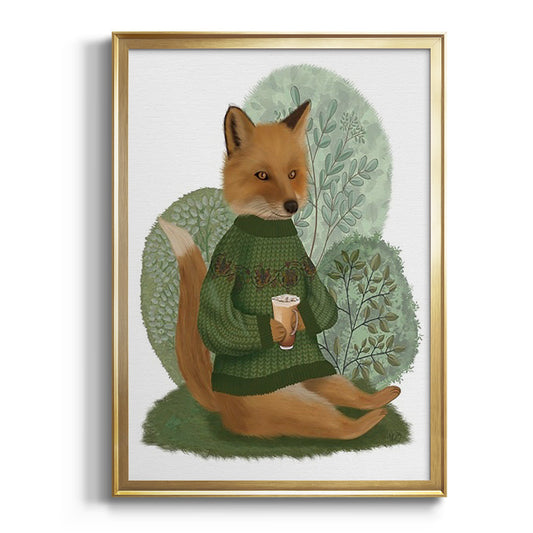 Latte Fox in Sweater - Modern Framed Canvas Print