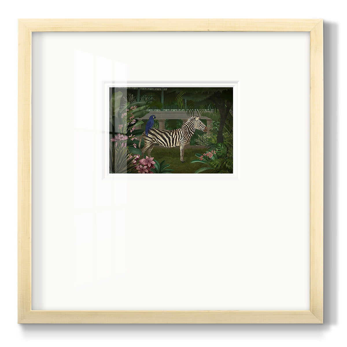 Zebra In Conservatory - Double Matboard Framed Print