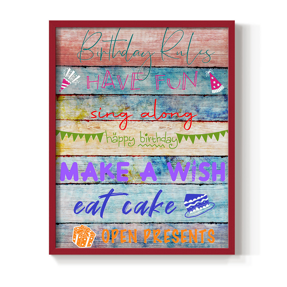 Birthday Rules - Restickable Framed Art Print