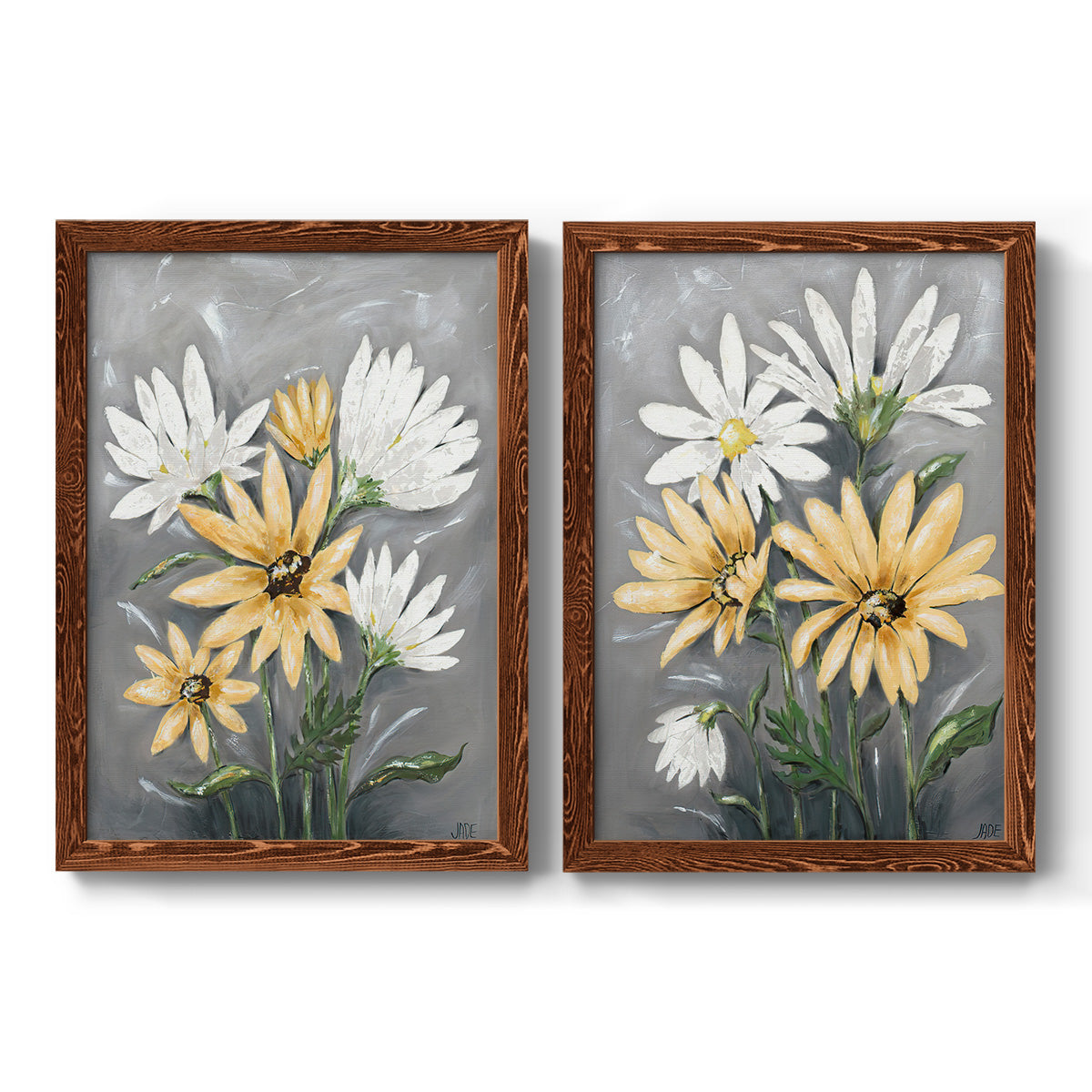 Summer Daisies I - Barnwood Framed Canvas Set