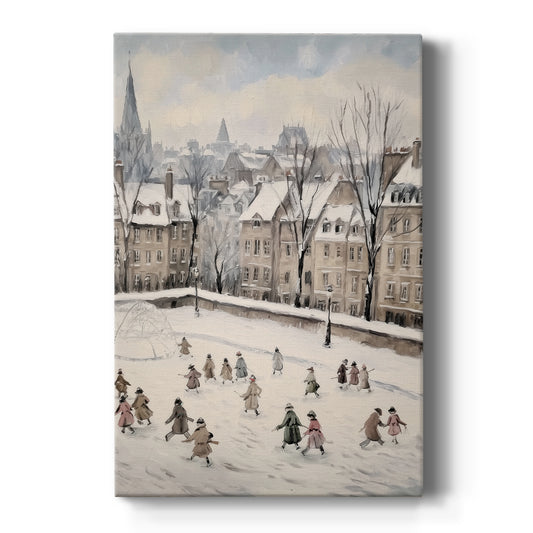 Frostlit Nativity Village - Canvas Art Print
