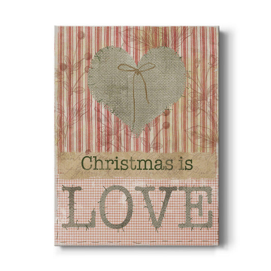 Burlap Christmas Love - Canvas Art Print