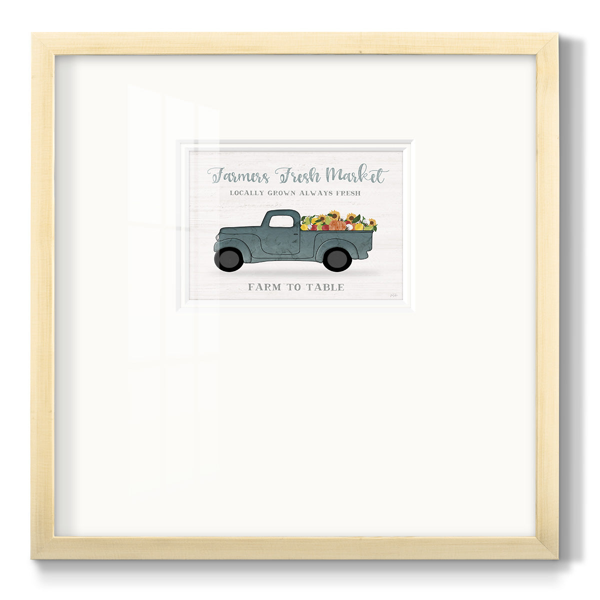 Fresh Sunflowers Truck - Double Matboard Framed Print